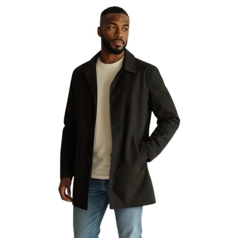 Men’s Cole Haan Black Jacket Insulated Button Up Coat Size Large